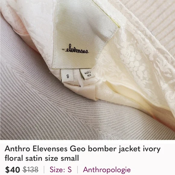 Elevenses Pink and White Bomber Jacket with Ribbed Cuffs - Picture 6 of 6